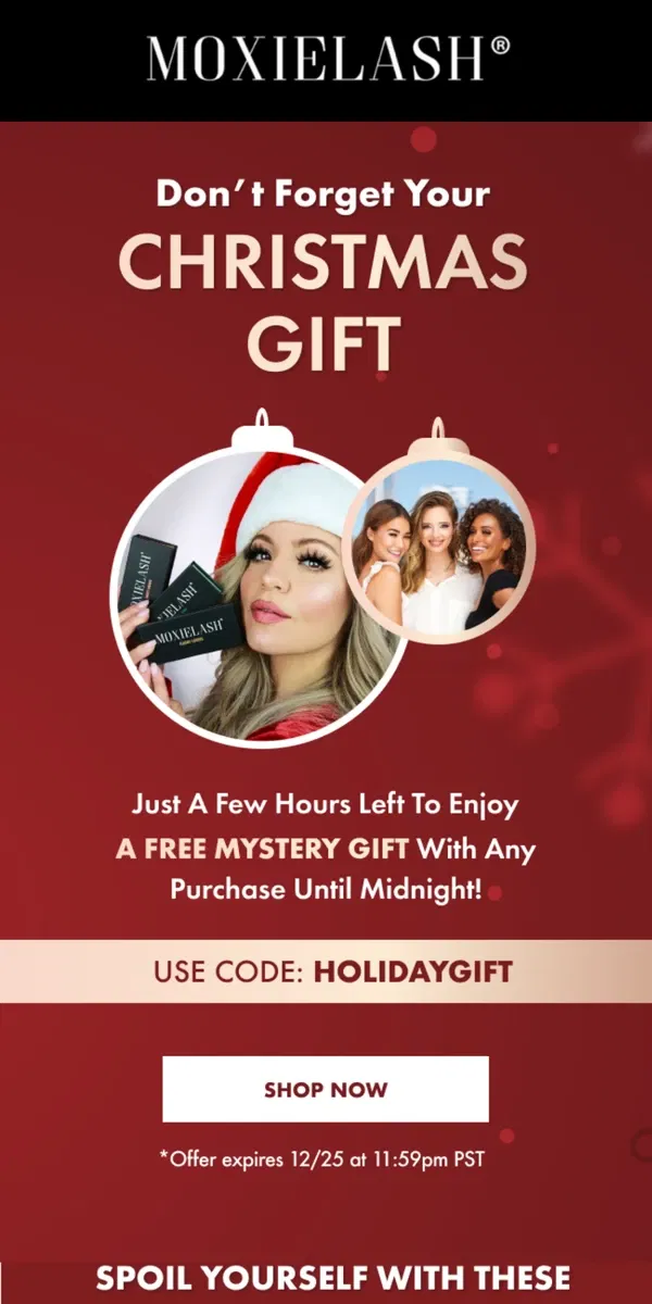 Email from MoxieLash. Last Chance to Claim Your Free Mystery Gift