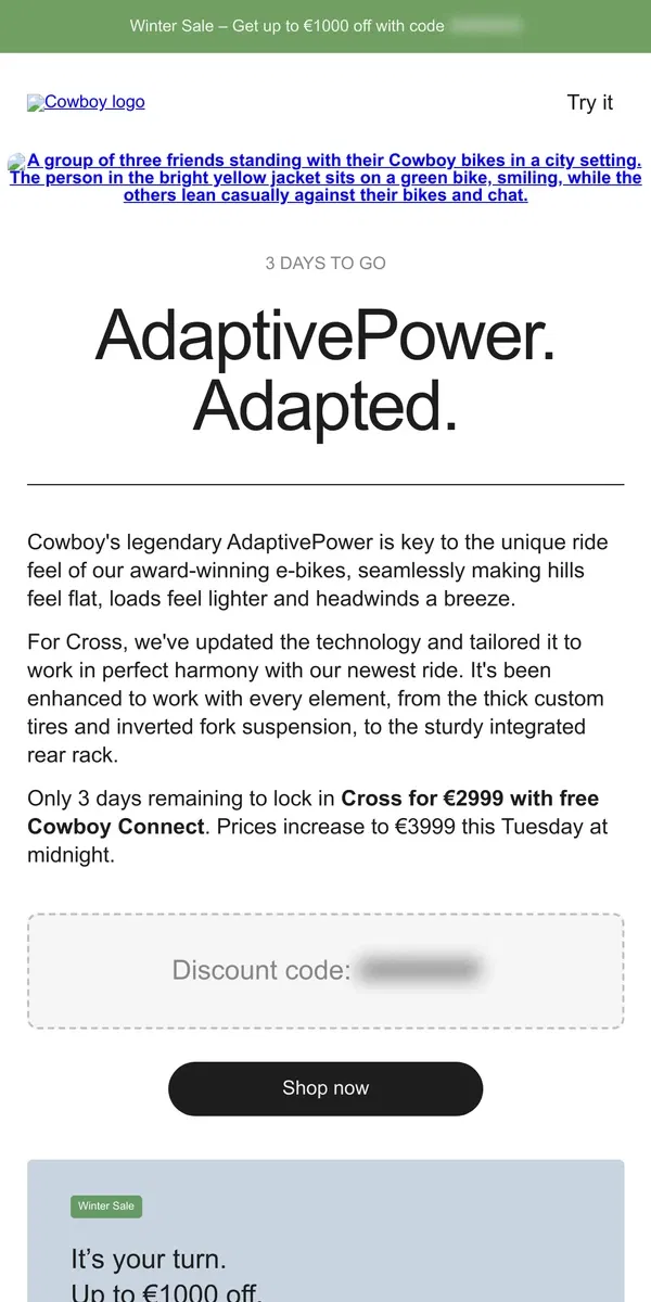 Email from Cowboy. AdaptivePower. Adapted for Cross