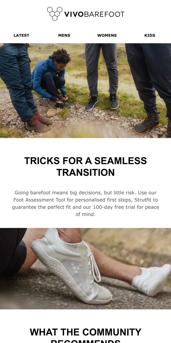 Email from Vivobarefoot. How to go barefoot risk-free