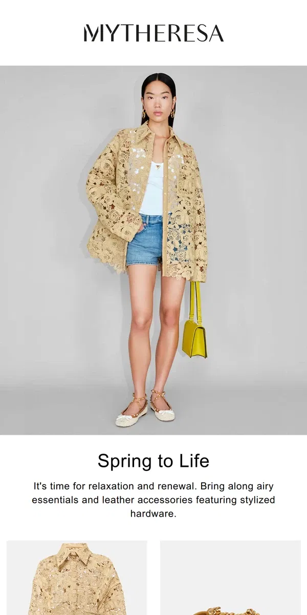 Email from Mytheresa. What to pack for your spring getaway