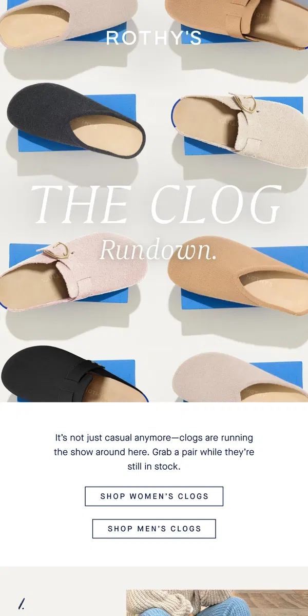 Email from Rothy's. CLOGS CLOGS CLOGS CLOGS CLOGS