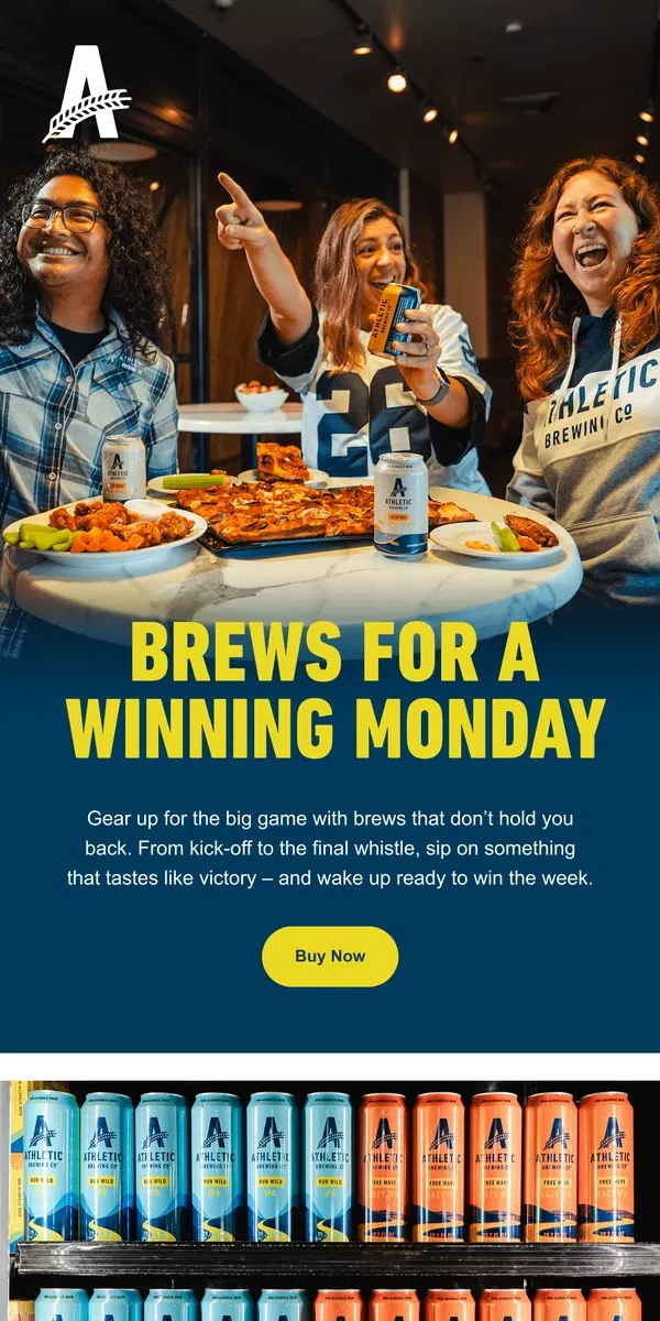 Email from Athletic Brewing Co. Big Brews for the Big Game—Order Now! 🏈🍺