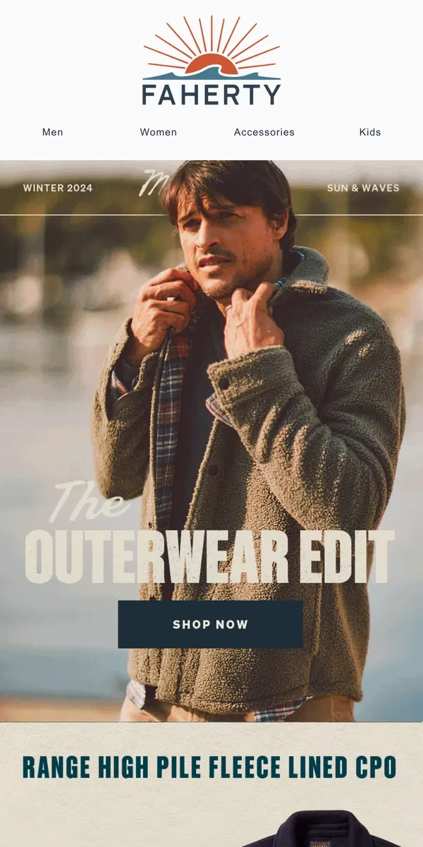 Email from Faherty. Shop Our Latest Outerwear Collection.