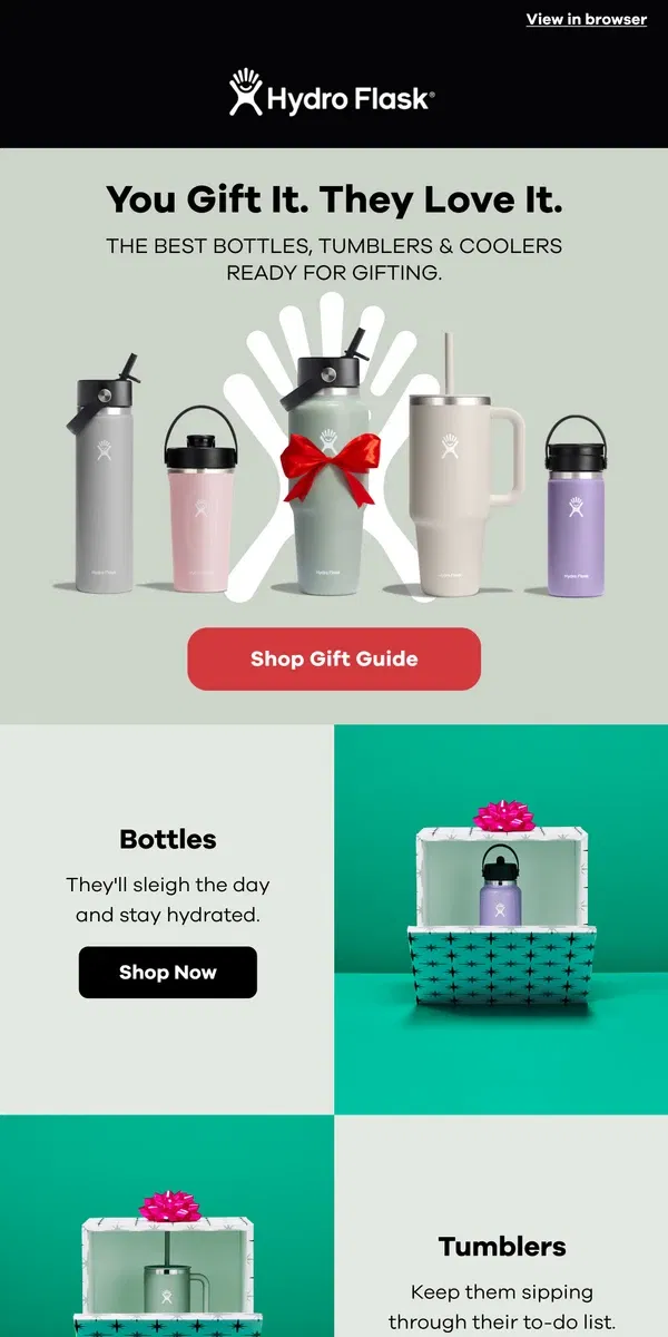 Email from Hydro Flask. You gift it. They love it.