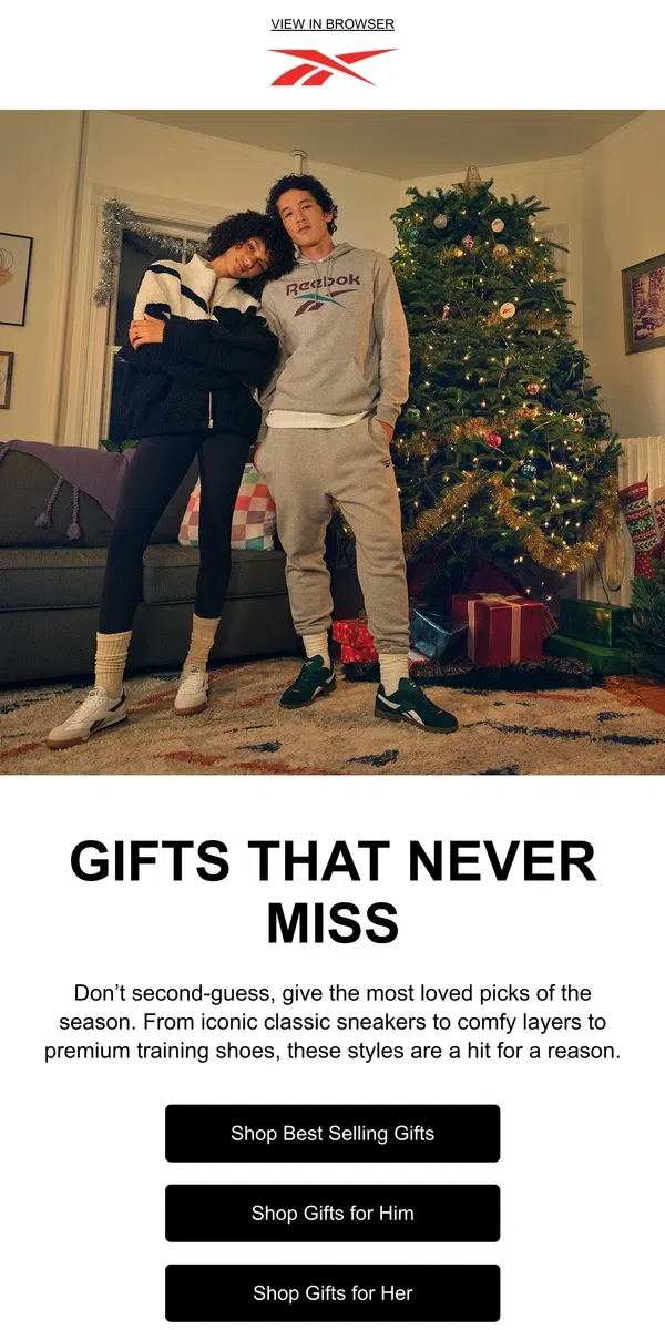 Email from Reebok. Best-selling gifts, guaranteed to please 💝