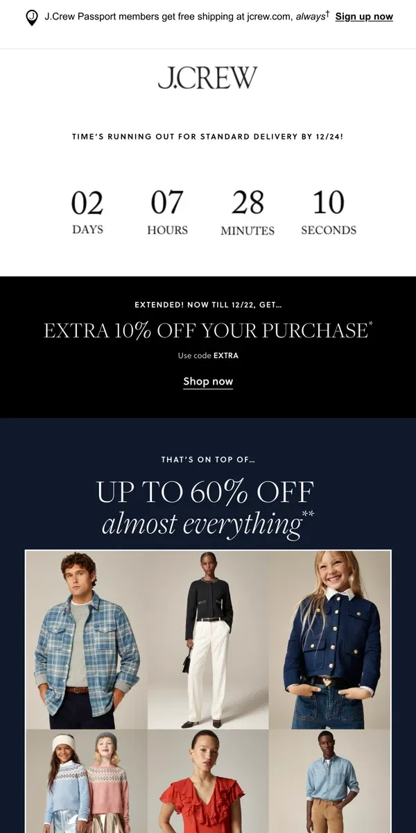 Email from J.Crew. Cross off your list with up to 60% off + extra 10% off