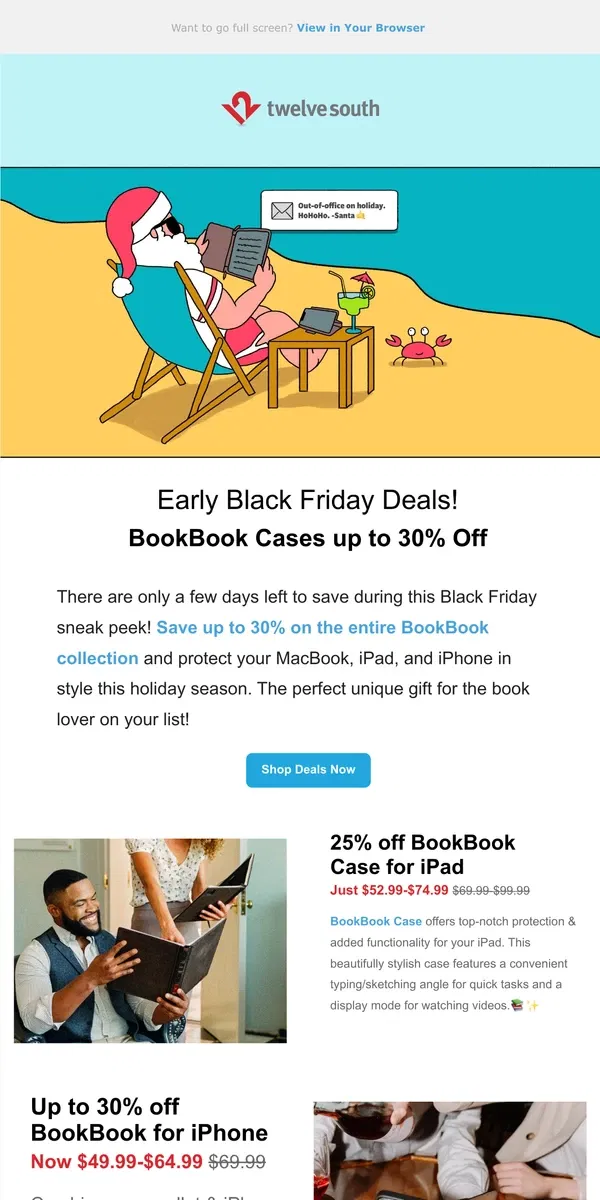 Email from Twelve South. Save up to 30% on the BookBook collection!