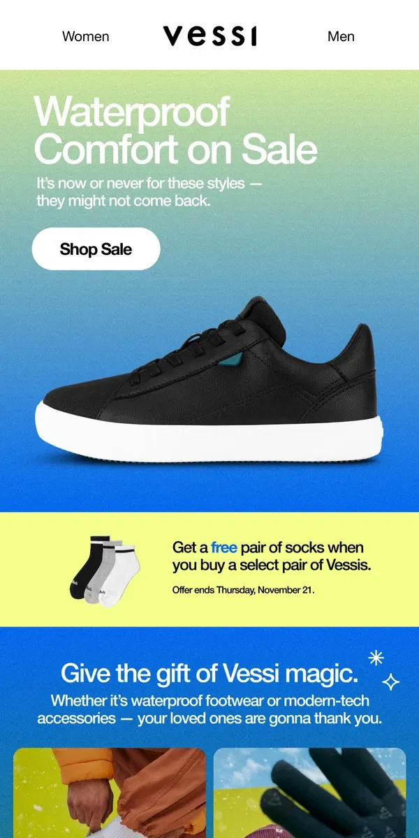 Email from Vessi. New sale styles just dropped