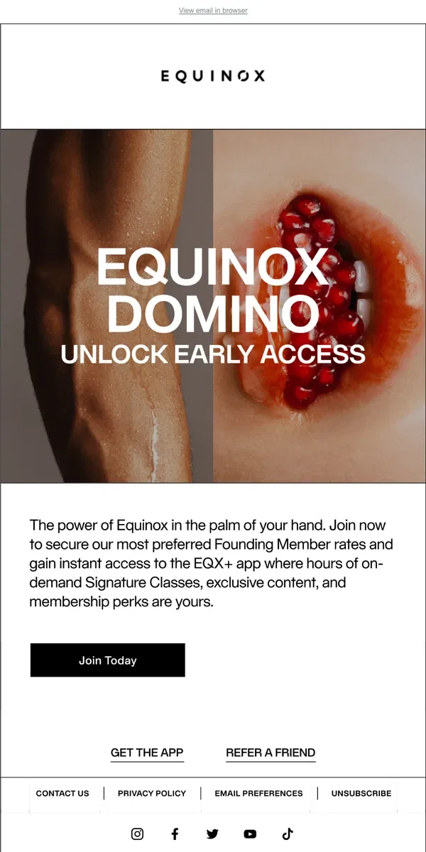 Email from Equinox. Join As A Founding Member