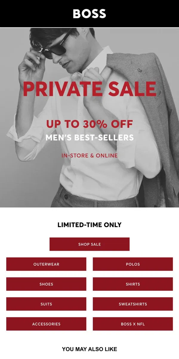 Email from HUGO BOSS. Up to 30% Off Men's Favorites