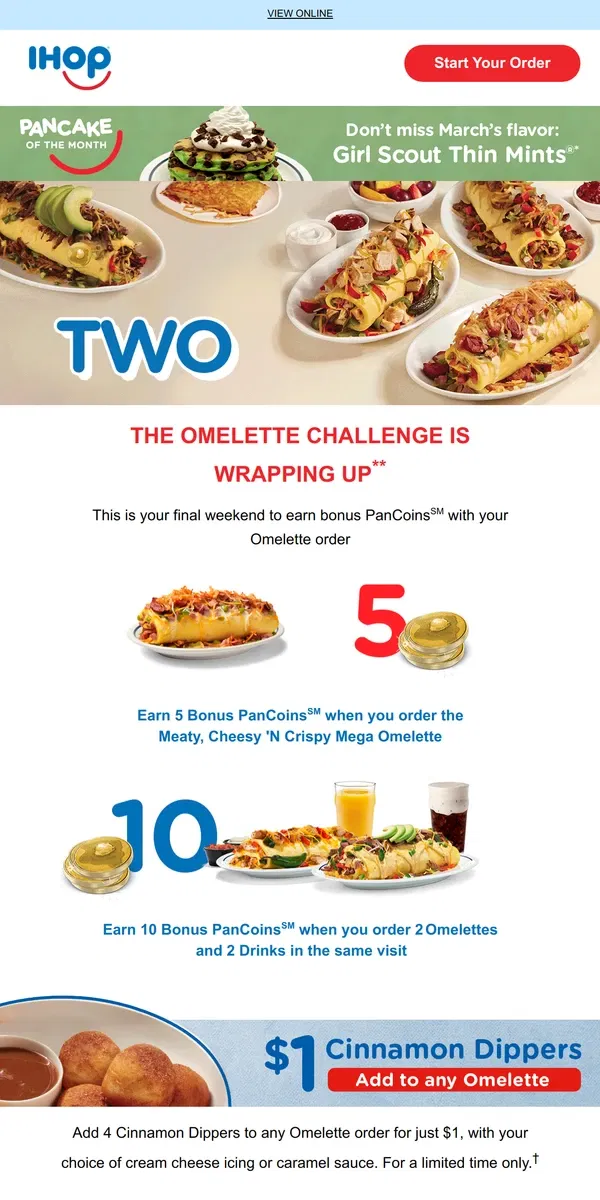 Email from IHOP. FINAL DAYS: Earn Your Omelette Bonus Now🌟