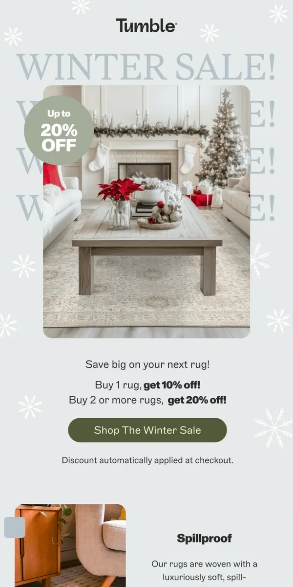 Email from Tumble. Our Winter Sale is Here!