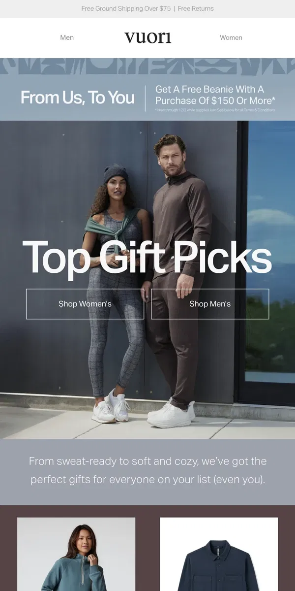 Email from Vuori. Give The Gift They REALLY Want