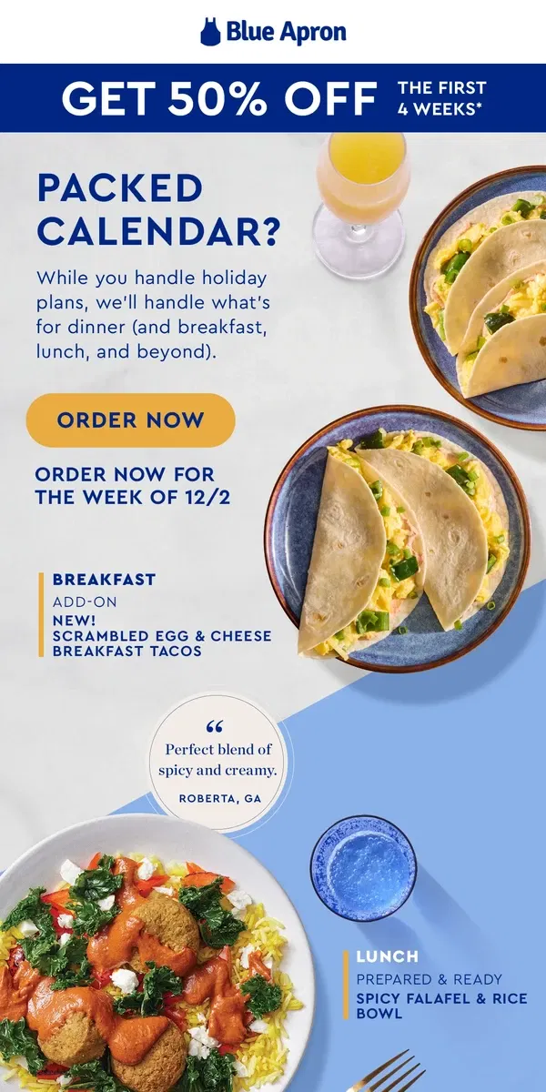 Email from Blue Apron. Keep your holiday season hassle-free.