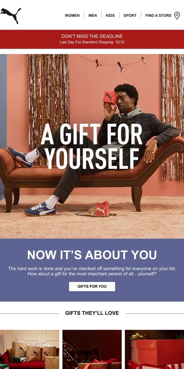 Email from Puma. Grab Yourself A Gift