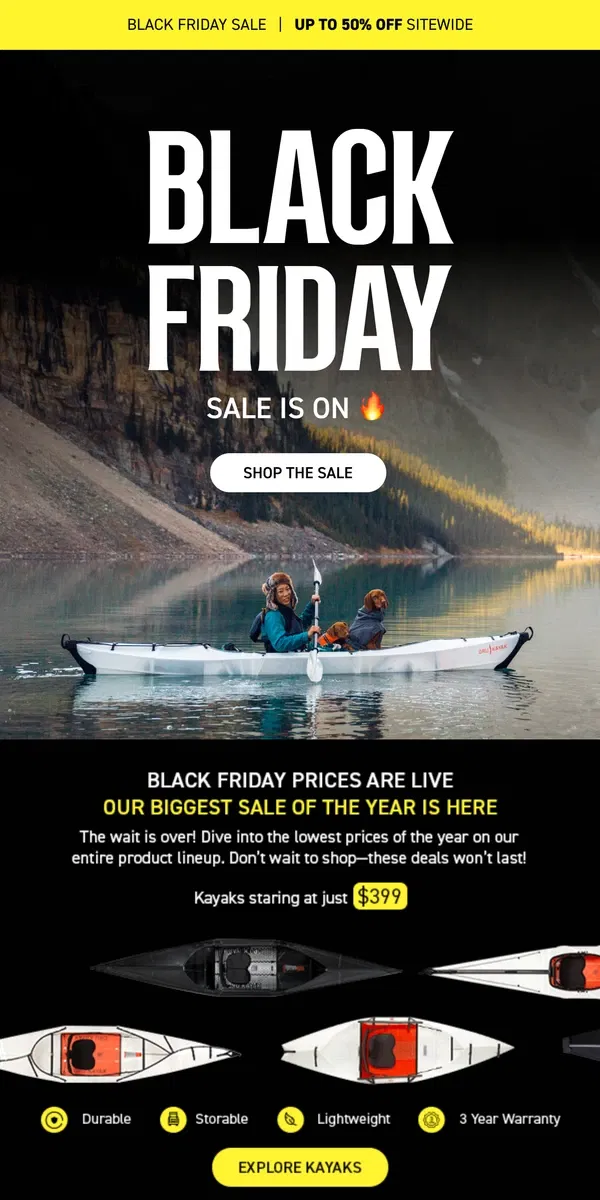 Email from Oru Kayak. 20-50% OFF | Lock In Black Friday Prices Early 🔒