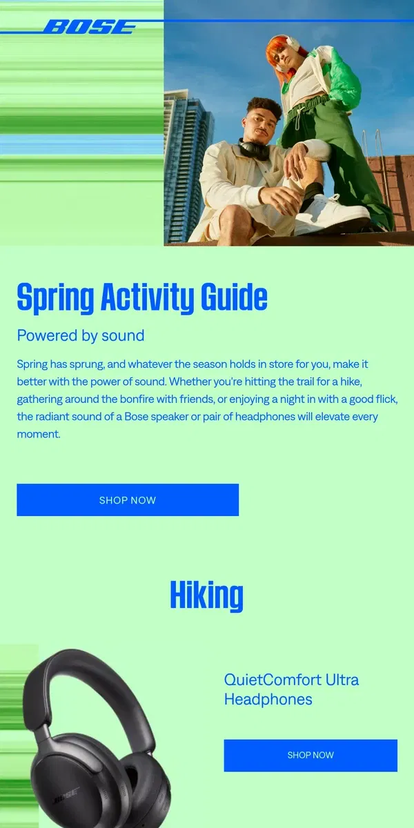 Email from Bose. Elevate your spring with the power of sound.