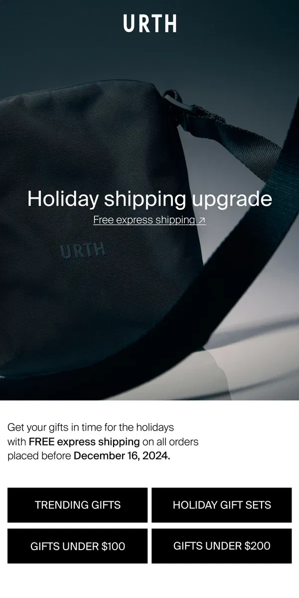 Email from Urth. A holiday upgrade