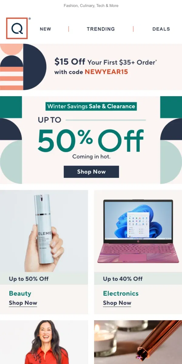 Email from QVC. Up to 50% Off Winter Savings