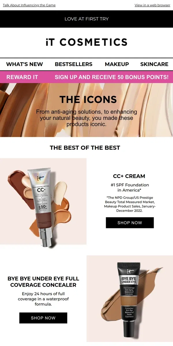 Email from IT Cosmetics. THEY’RE #1! 📣 🫶🏼 2023 Best Sellers