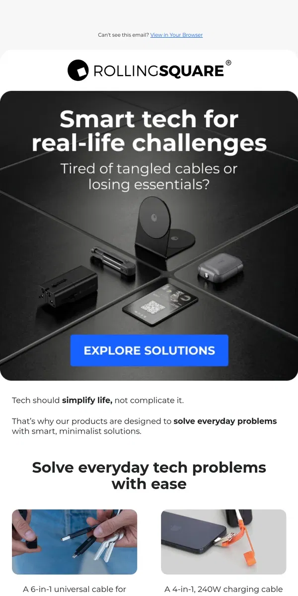 Email from Rolling Square. Clever tech solutions for everyday problems