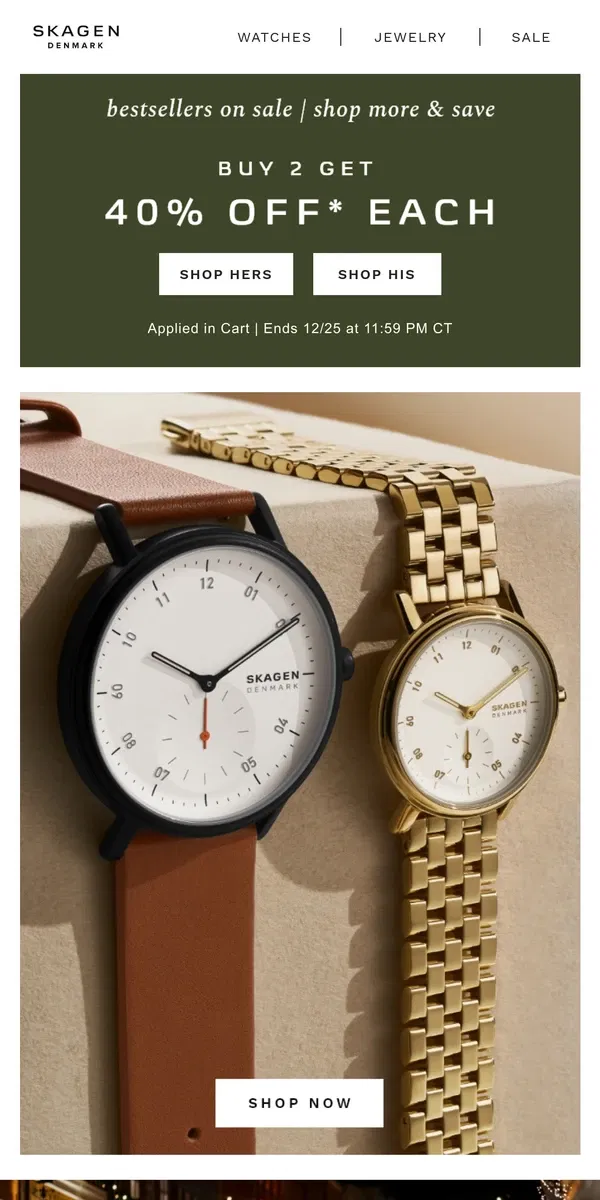 Email from Skagen. sale ends tomorrow.