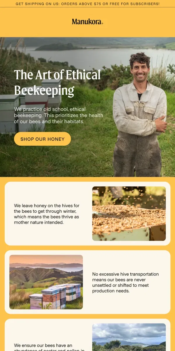 Email from Manukora. Better Beekeeping = Superior Honey