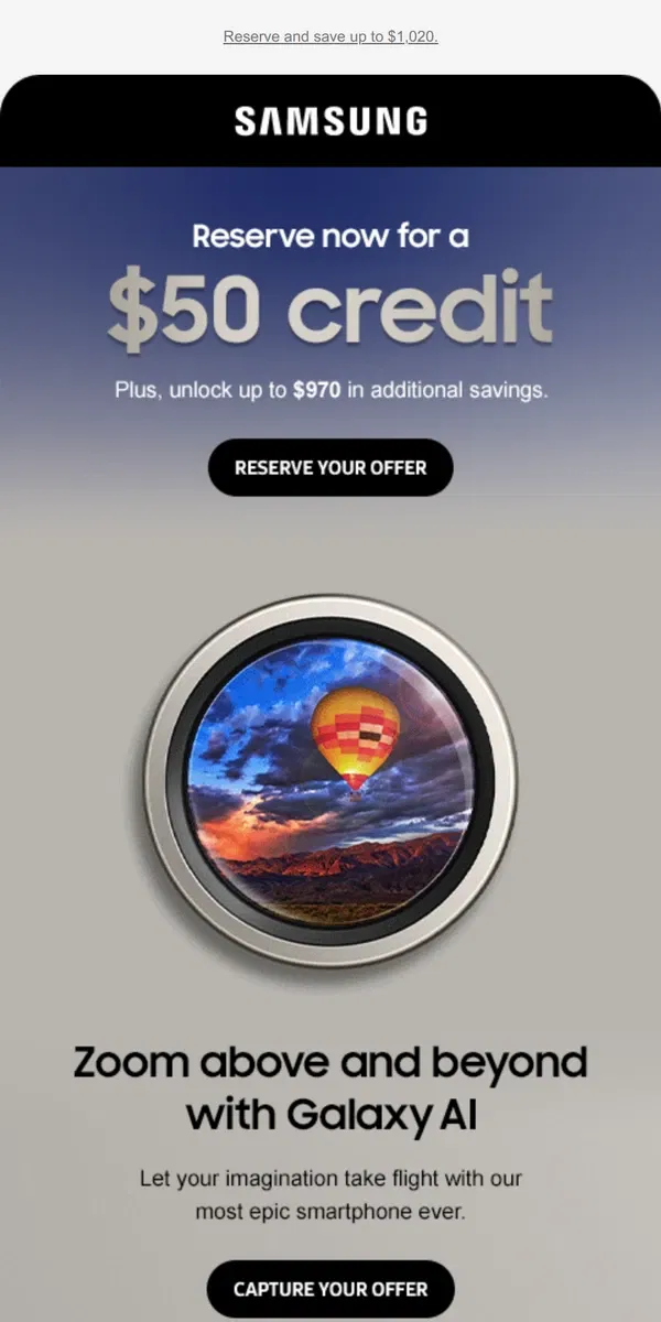 Email from Samsung. 😲 Your face when you see this offer