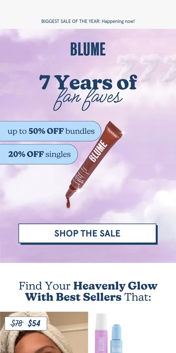 Email from Blume. best sellers 🪽 up to 50% OFF