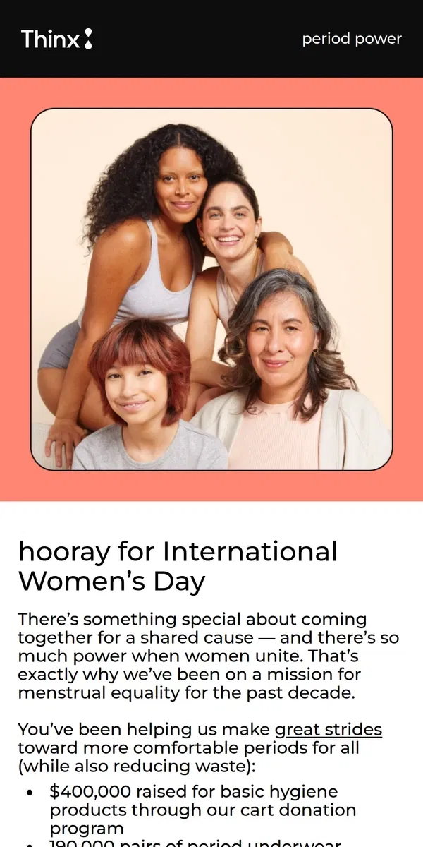 Email from Thinx. 💪Who run the world?!