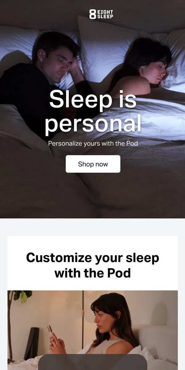 Email from Eight Sleep. Made for you