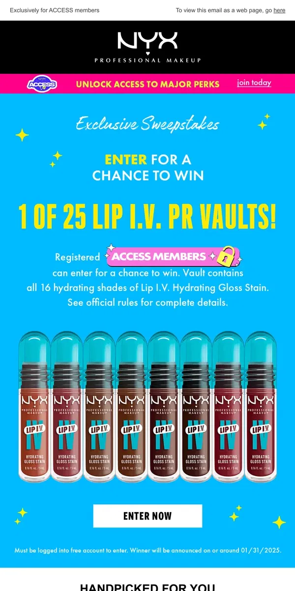 Email from NYX Professional Makeup. Sweepstakes alert!