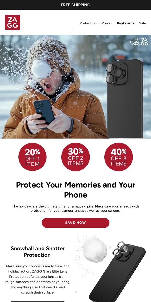 Email from ZAGG. Capture the Holidays with Extra Savings! 📸