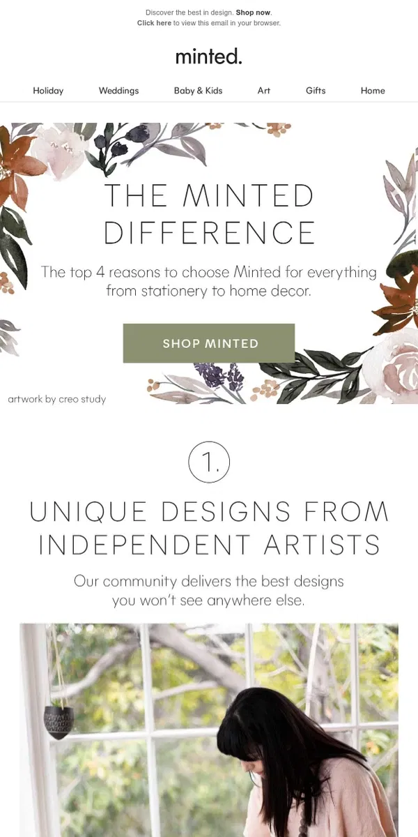 Email from Minted. 4 ways you'll stand out with Minted.