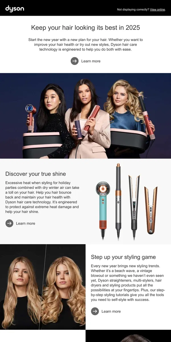 Email from Dyson. Ring in the new year with healthier hair