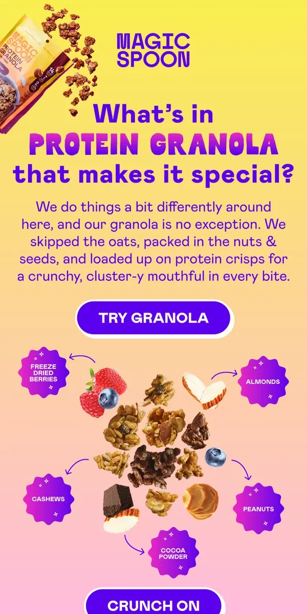 Email from Magic Spoon Cereal. What’s inside Magic Spoon Granola?