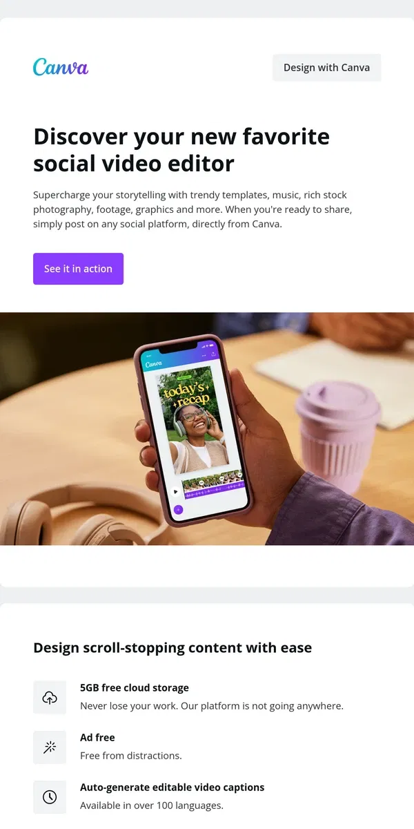 Email from Canva. The easiest way to create videos you’ll love