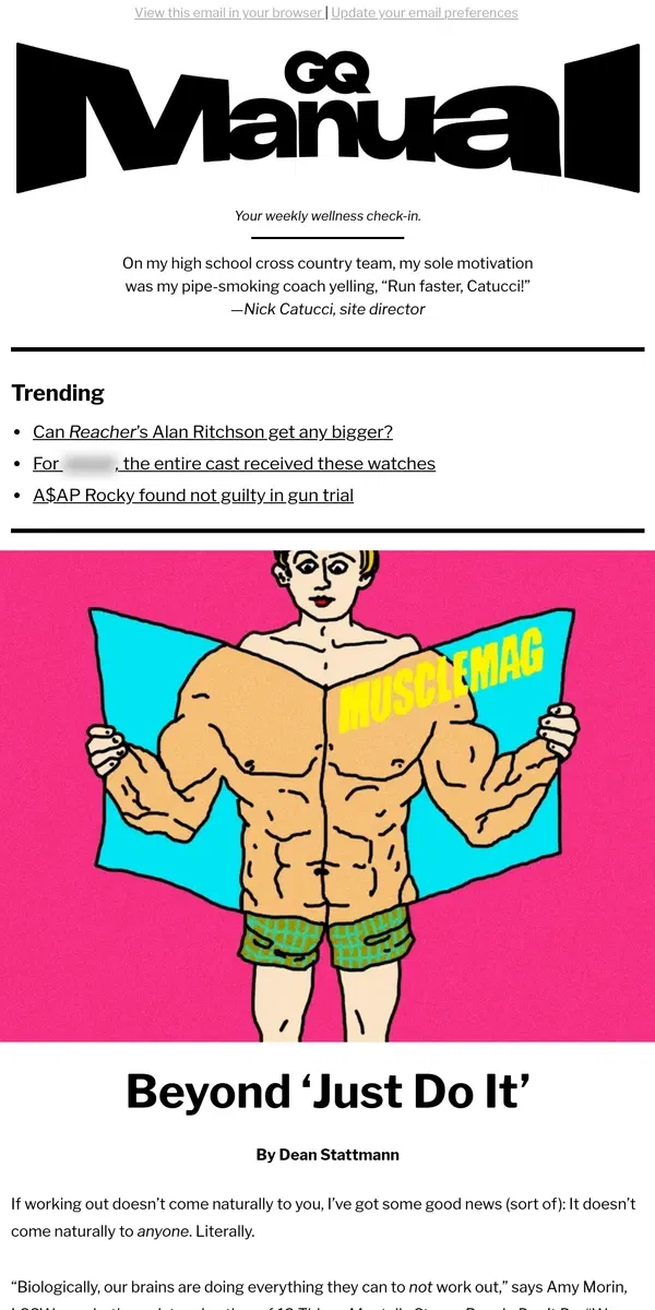 Email from GQ. How to Get Motivated to Work Out