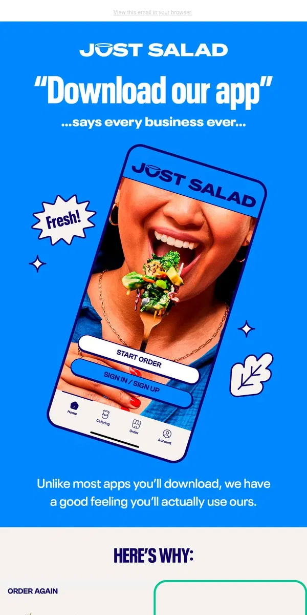 Email from Just Salad. What's the best way to order?