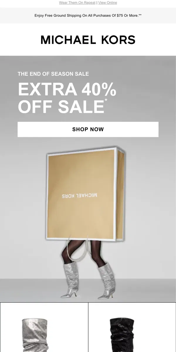 Email from Michael Kors. Now An Extra 40% Off: Outfit-Making Boots