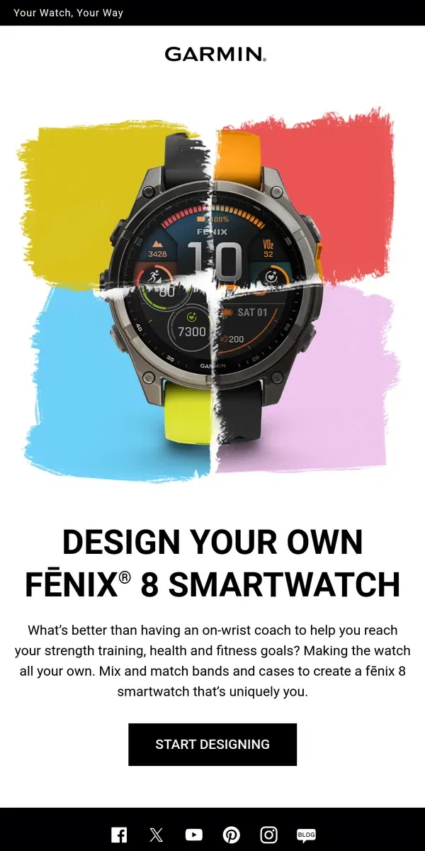 Email from Garmin. Design a fēnix 8