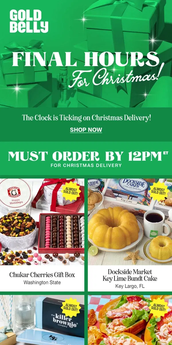 Email from Goldbelly. 🚨FINAL HOURS for Christmas Delivery!🎅