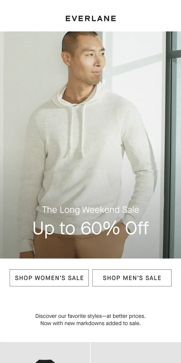 Email from Everlane. Up to 60% Off The Best of Sale