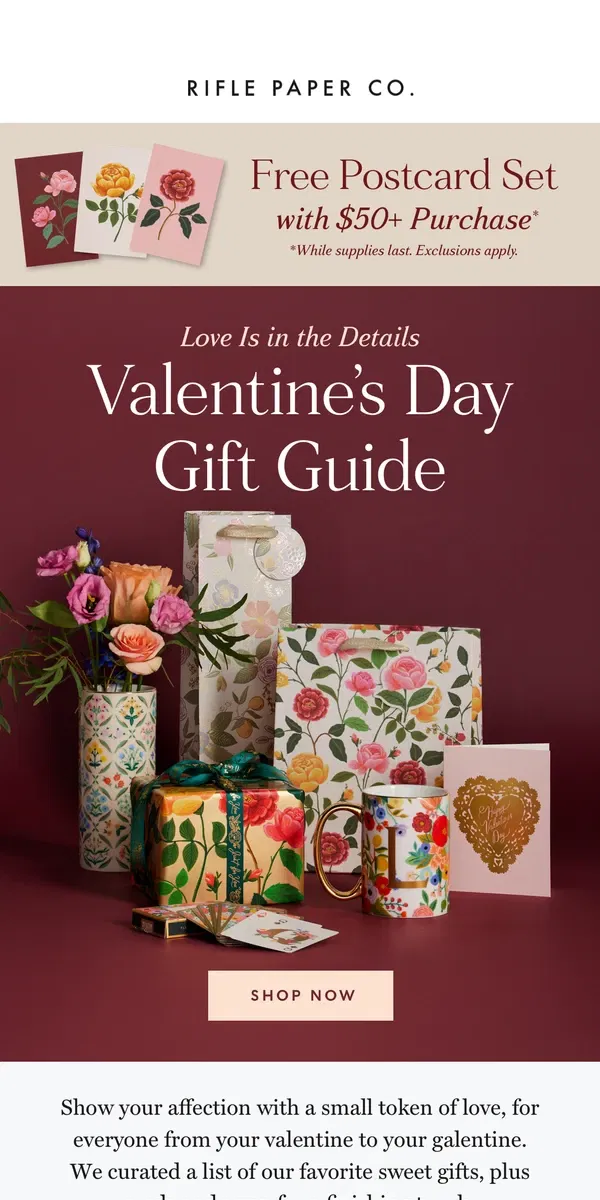 Email from Rifle Paper Co.. Our Valentine's Day Gift Guide ❤️