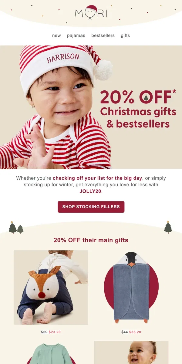 Email from MORI. 20% off the softest gifts & winter essentials! 🎄