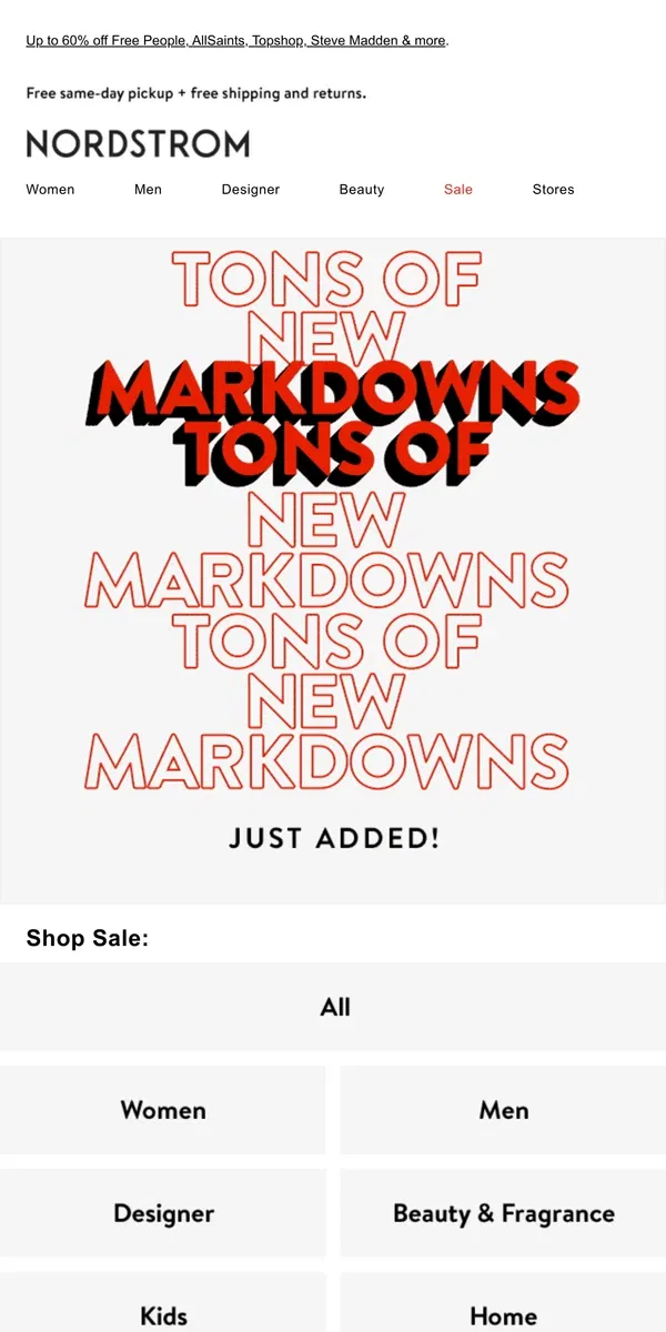 Email from Nordstrom. Tons of new markdowns just added!