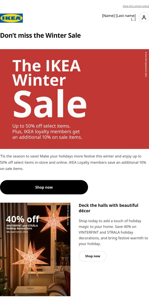 Email from IKEA. 🌟 Winter Sale Spectacular! 🌟