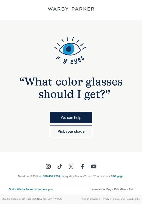 Email from Warby Parker. For those overthinkers out there