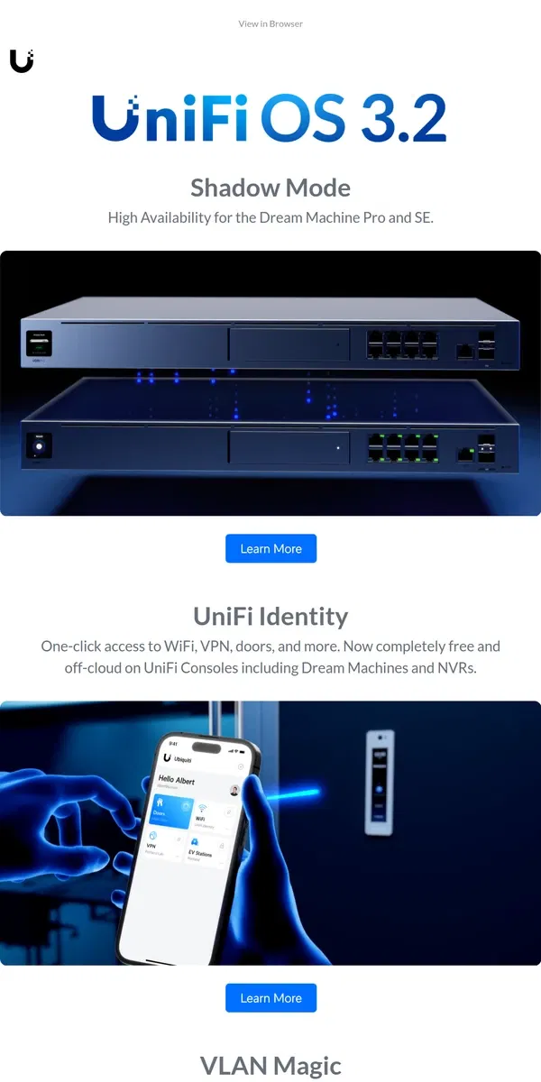 Email from Ubiquiti. UniFi OS 3.2 Is Here