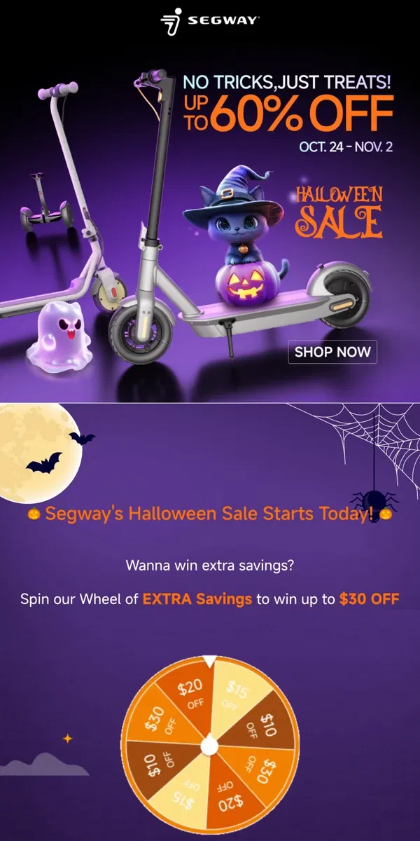 Email from Segway. 🎃 Segway Halloween Sale: Up to 60% OFF!